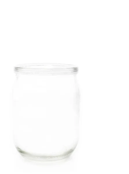 Close up of a empty preserving glass jar isolated on white — Stock Photo, Image