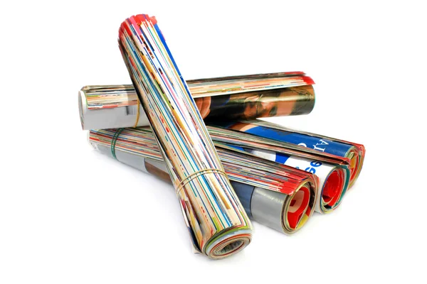 Stack of magazines isolated — Stock Photo, Image