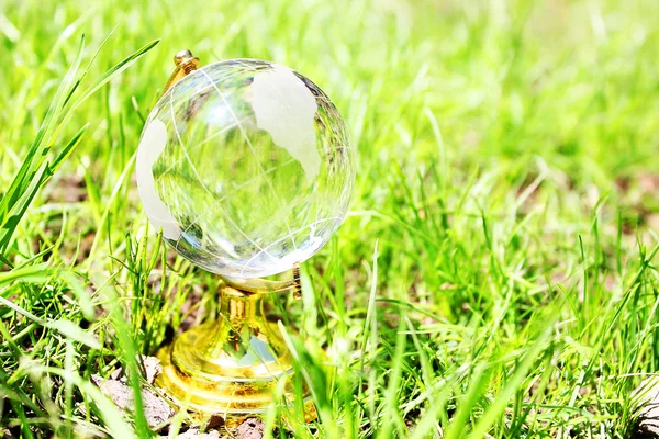 Glass globe on the grass — Stock Photo, Image