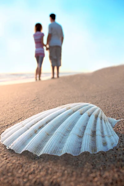 Pareja joven divirtiéndose en la playa —  Fotos de Stock