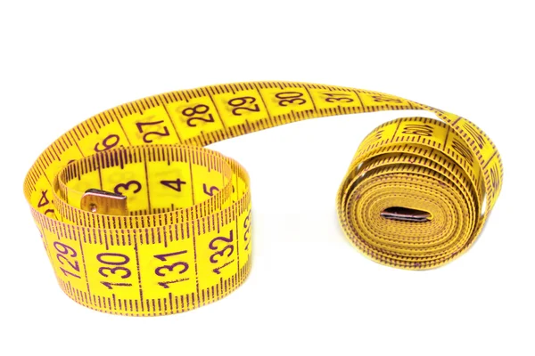 Meter tape measure isolated on white background - Stock Image. 