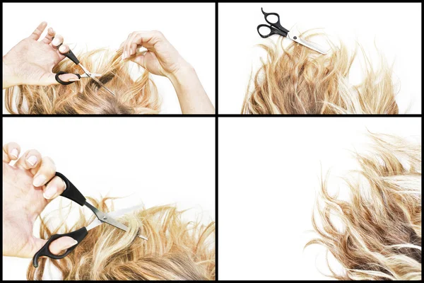 Kadın saç kıvırmak — Stok fotoğraf