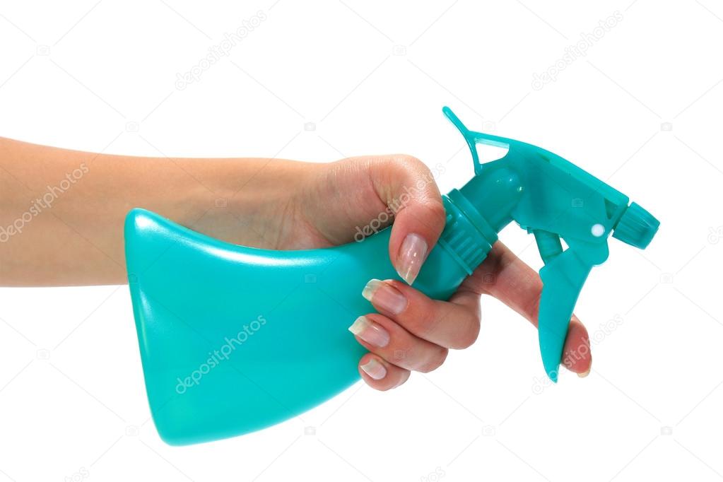 Spray bottle in hand, isolated — Stock Photo © Kostia777 12166160
