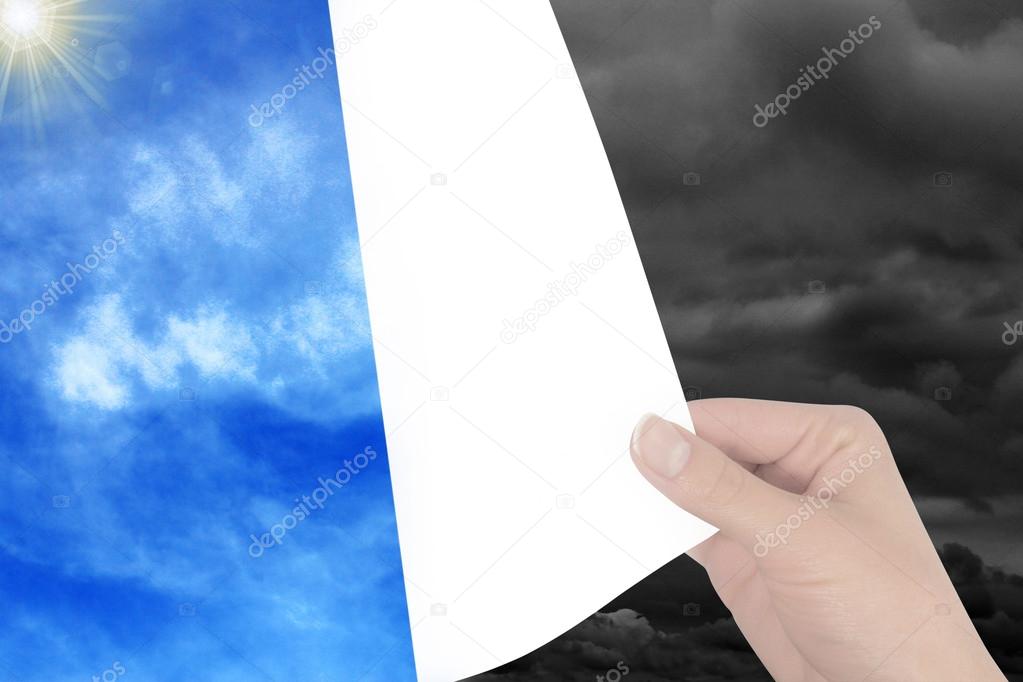 Sky blue clouds on an inverted sheet of paper