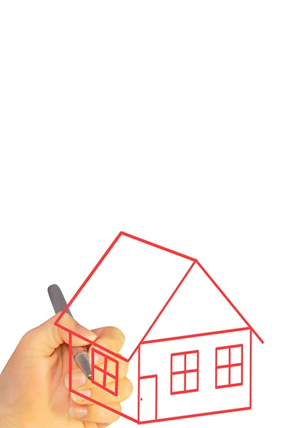 Hand tekening huis — Stockfoto