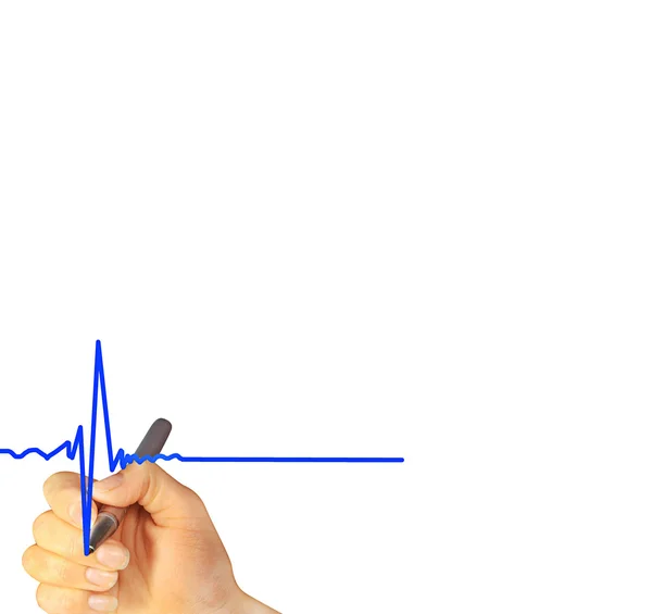 Hand tekening hartslag — Stockfoto
