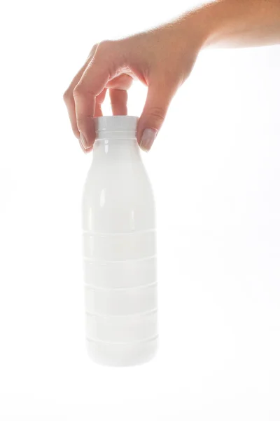 Plastic fles in de hand — Stockfoto