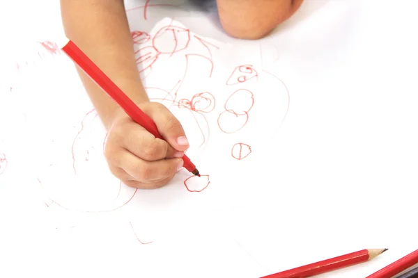 Beautiful little girl drawing with pencils — Stock Photo, Image