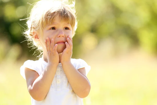 Beautiful little girl on nature — Stock Photo, Image