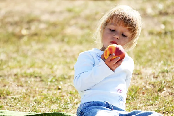 ピクニックに小さな女の子 — ストック写真