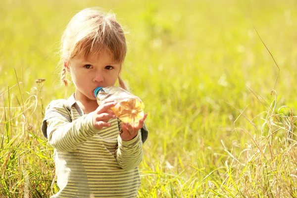 Piknik üzerinde küçük kız — Stok fotoğraf