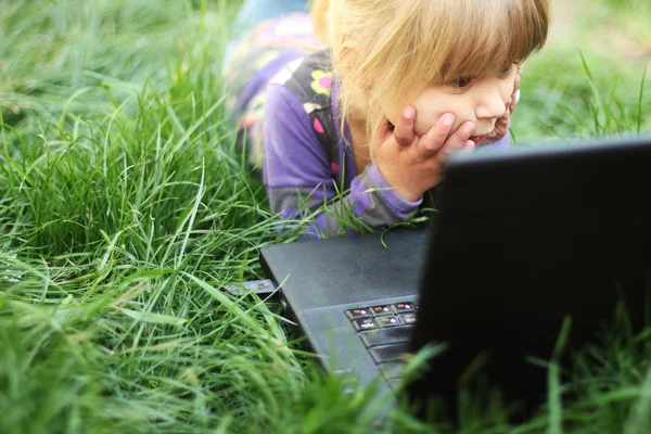 Girl with laptop Royalty Free Stock Images