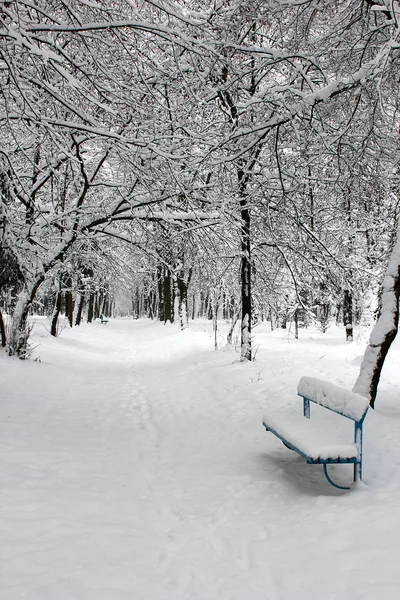 Bank im Schnee — Stockfoto