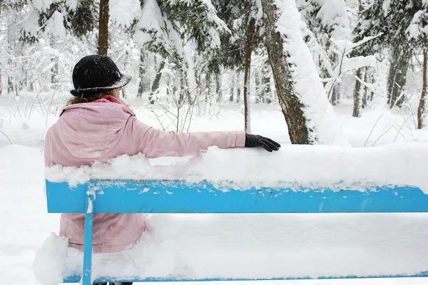 Fille dans le parc en hiver — Photo