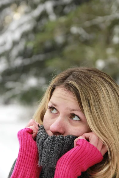 Flickan i vinter — Stockfoto