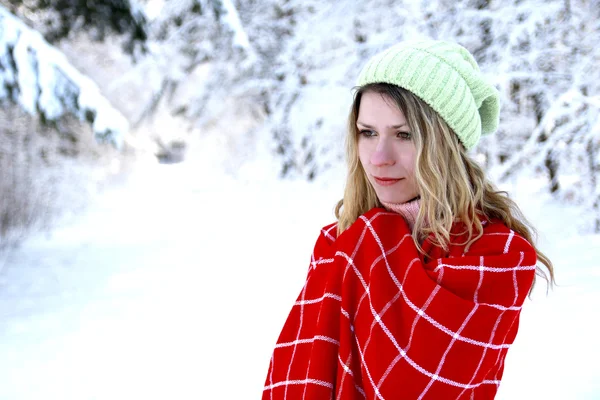 Menina no parque no inverno — Fotografia de Stock