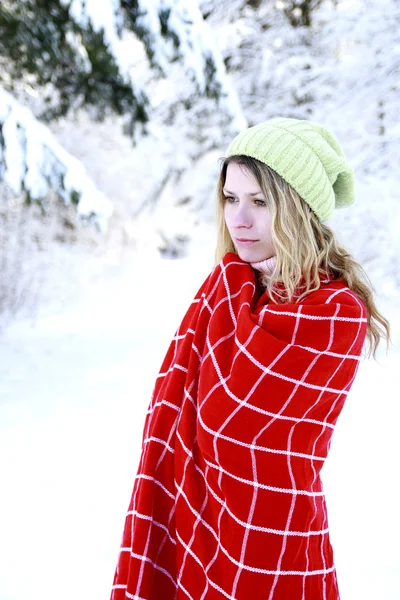Dziewczyna w parku w zimie — Zdjęcie stockowe