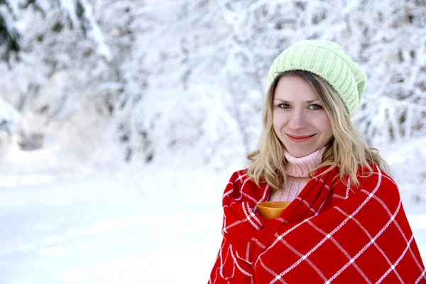 Ragazza nel parco in inverno — Foto Stock