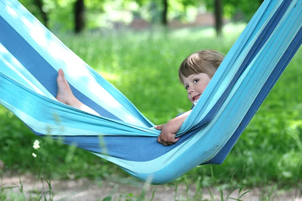 Little girl on a hammock — Stock Photo, Image