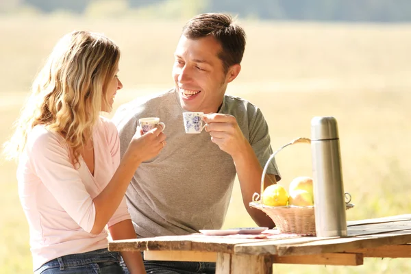 Verliefde paar op een picknick — Stockfoto