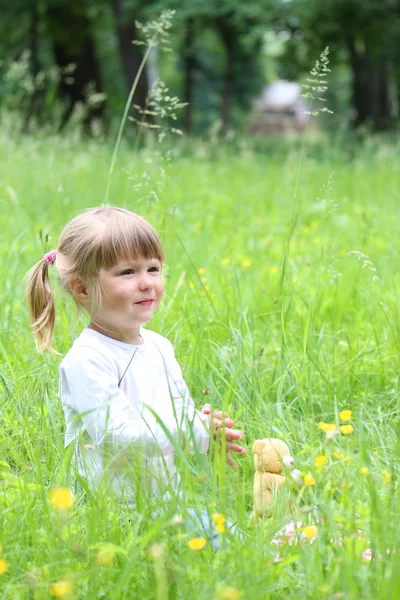 Bella bambina sulla natura — Foto Stock