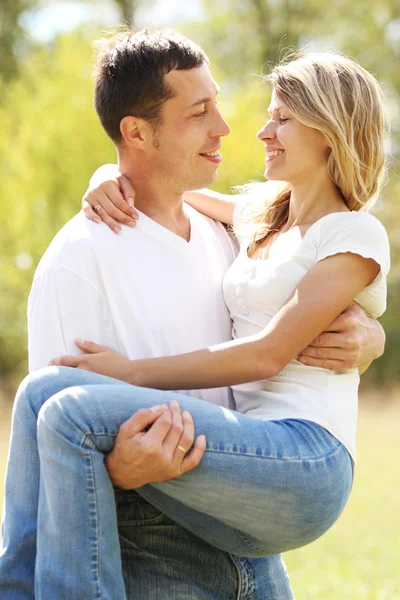 Couple in love outdoors Stock Photo