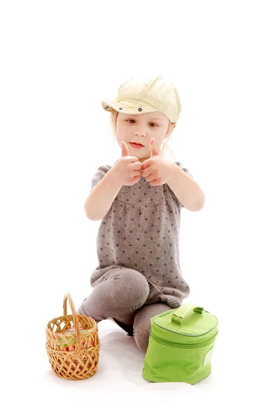 Menina bonita em um fundo branco — Fotografia de Stock