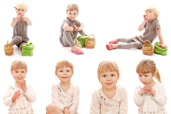 Verzameling van mooie meisje op een witte achtergrond, — Stockfoto