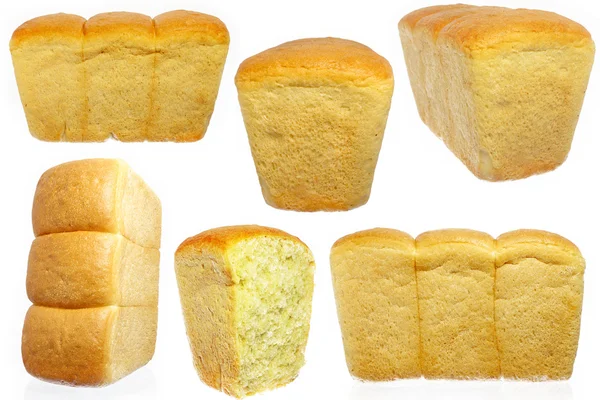 Collection loaf of bread isolated — Stock Photo, Image