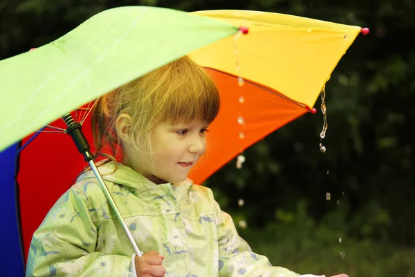 Girl with an umbrella in the rain — Stock Photo, Image