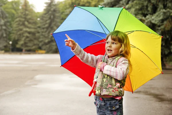 Beautiful little girl with an umbrella — Stock Photo, Image