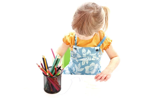 Menina bonita desenho com lápis — Fotografia de Stock
