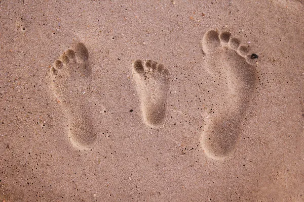 Impronte familiari nella sabbia — Foto Stock