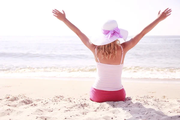 Happy girl with a hat — Stock Photo, Image