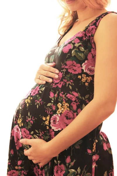 The pregnant woman on a white background, — Stock Photo, Image