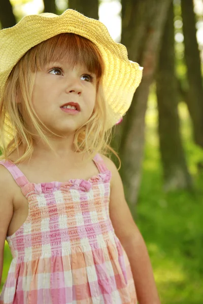 Bella bambina sulla natura — Foto Stock