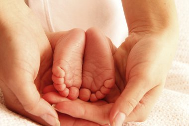 Yeni doğan bacaklar anne tutar