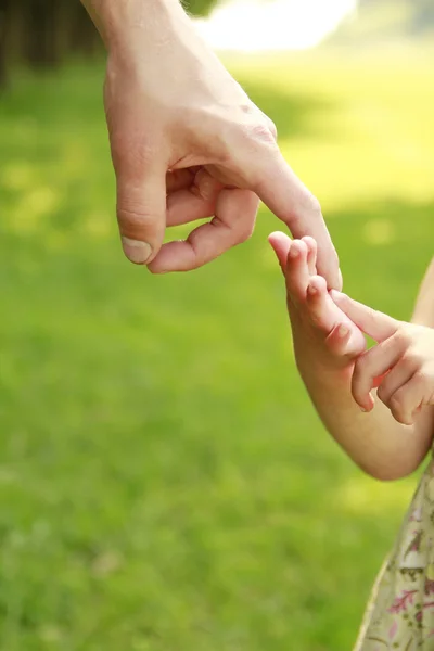 Parent holds the hand of a child — Stock Photo, Image