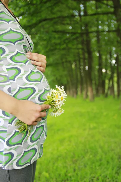 Κοιλιά όμορφη νεαρή κοπέλα έγκυος — Φωτογραφία Αρχείου