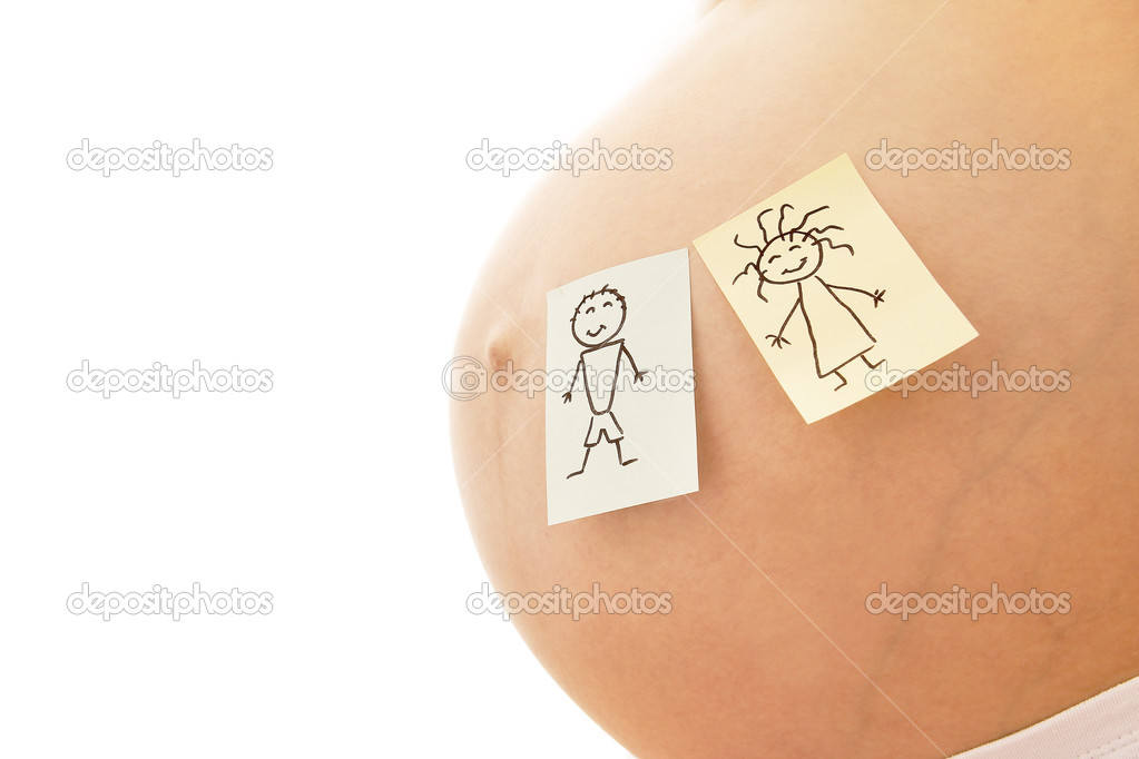 Pregnant woman with stickers