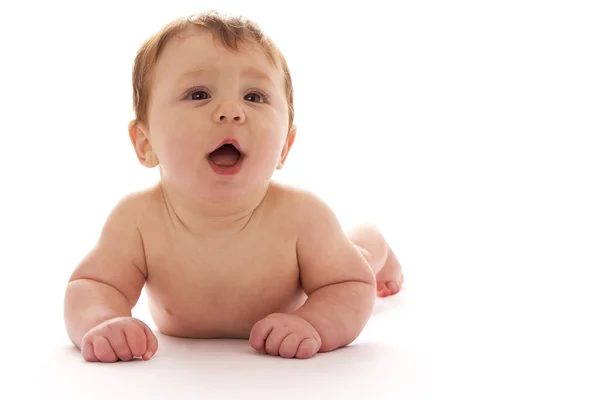Beyaz bebekler üzerinde bebek bebek — Stok fotoğraf
