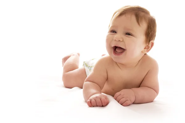 Bebê infantil no fundo branco — Fotografia de Stock