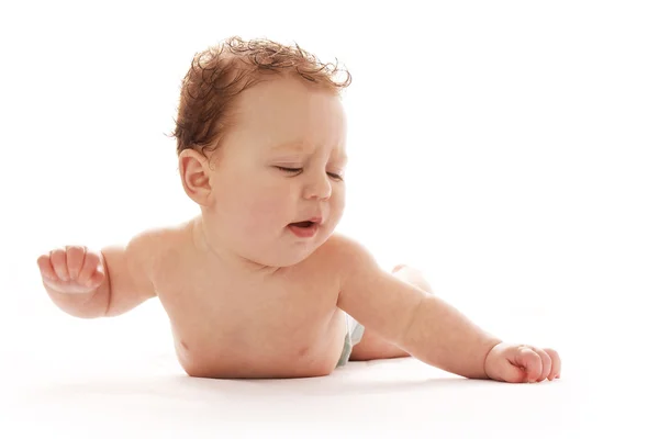 Kojenecká baby na bílém pozadí — Stock fotografie