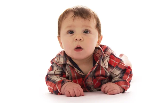 Bebê infantil no fundo branco — Fotografia de Stock