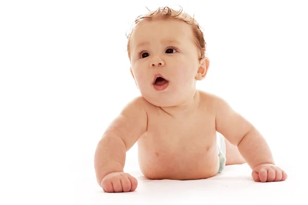 Säugling Baby auf weißem Hintergrund — Stockfoto