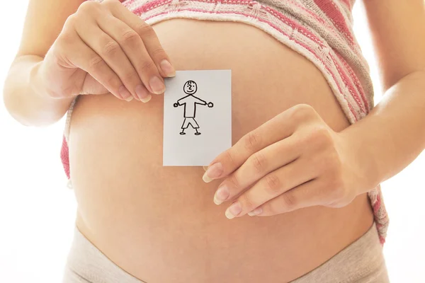 Mulher grávida com adesivos — Fotografia de Stock