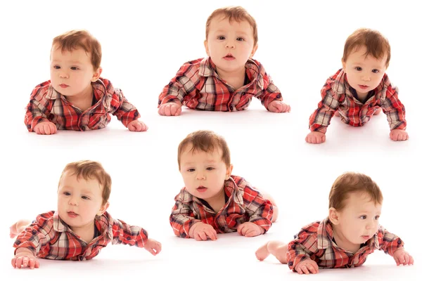 Collectie van het kind op een witte achtergrond in een shirt — Stockfoto