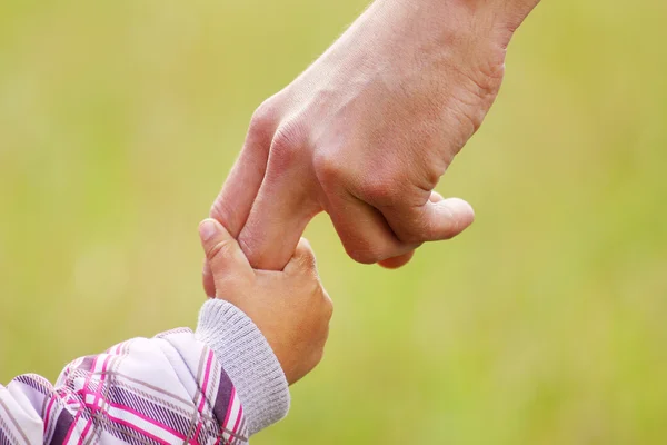 Parent holds  hand of   child — Stock Photo, Image