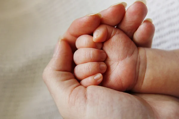 Ouder houdt de hand van een klein kind — Stockfoto