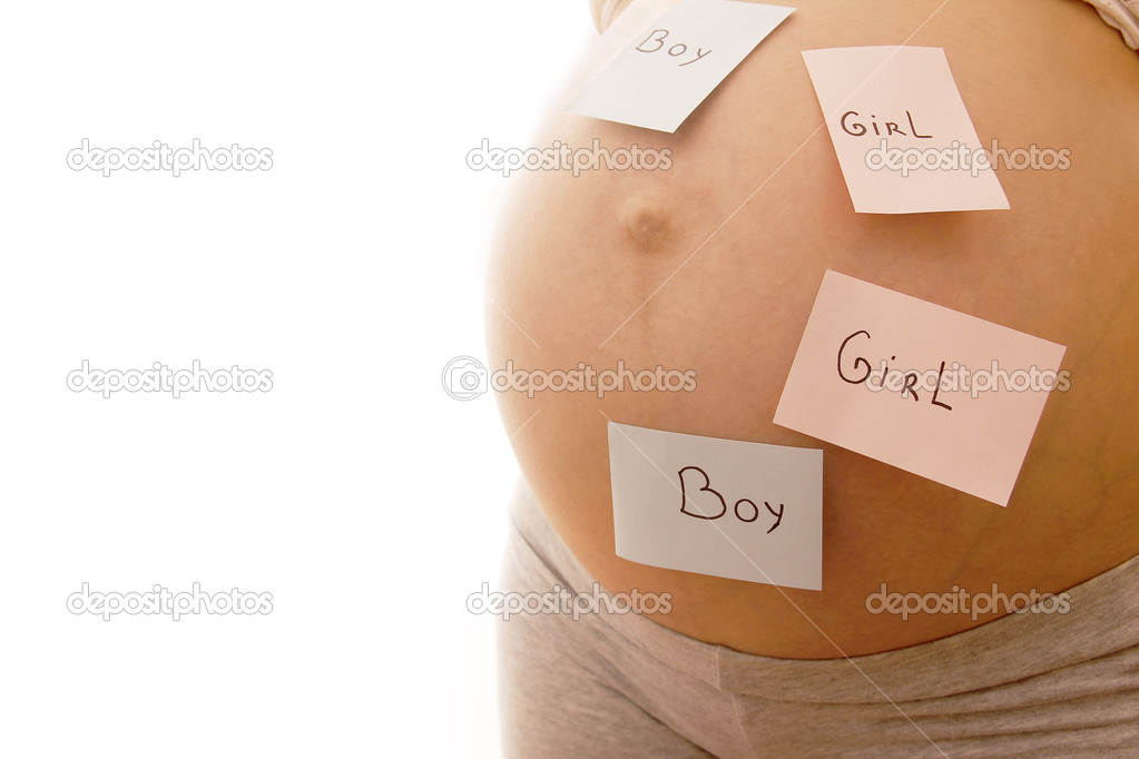 Pregnant woman with stickers